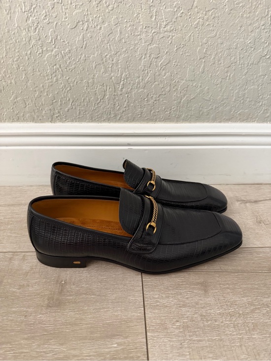 Tom Ford Other - Tom Ford Black Embossed Leather Bit Loafers with Gold Hardware men 11.5